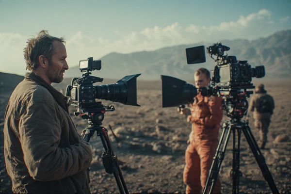 Film production crew on location